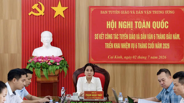 Hội nghị trực tuyến sơ kết công tác Tuyên giáo và Dân vận 6 tháng đầu năm, triển khai nhiệm vụ 6 tháng cuối năm 2026