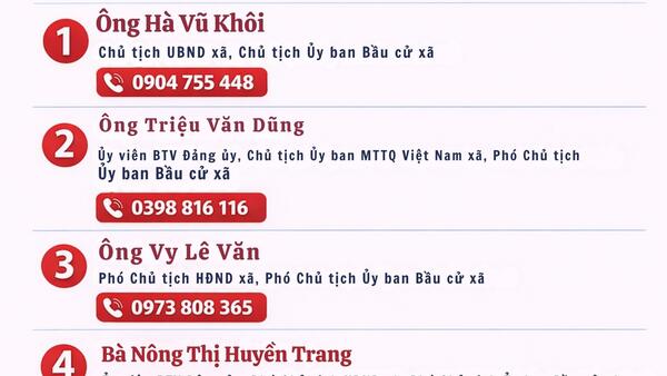📢 ỦY BAN BẦU CỬ XÃ CAI KINH Công khai số điện thoại đường dây nóng phục vụ công tác bầu cử