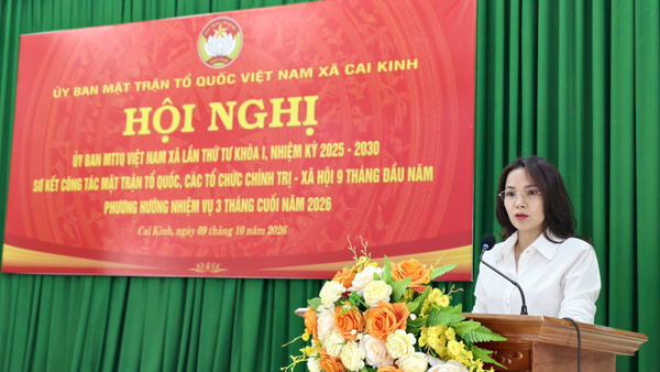 Uỷ ban MTTQ Việt Nam xã Cai Kinh sơ kết công tác 9 tháng đầu năm, triển khai nhiệm vụ 3 tháng cuối năm 2026