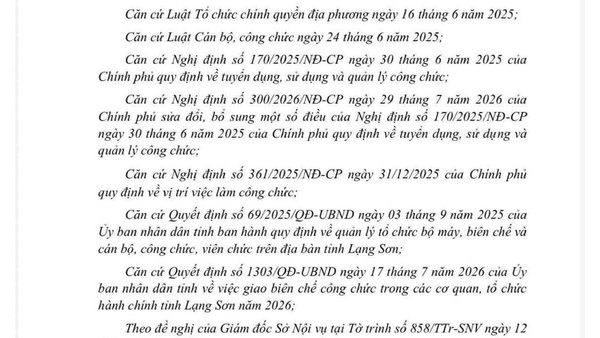 Thông báo tuyển dung Công chức tại UBND xã Cai Kinh năm 2026